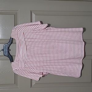 Craft & Borrow striped square neck smocked short sleeve top size petite Large